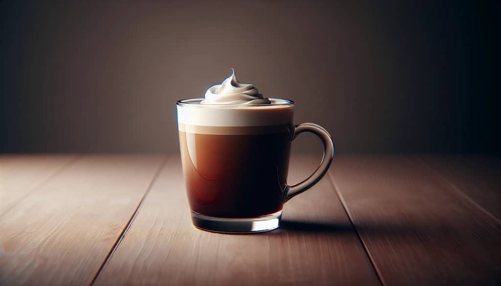 irish coffee in clear glass mug with cream