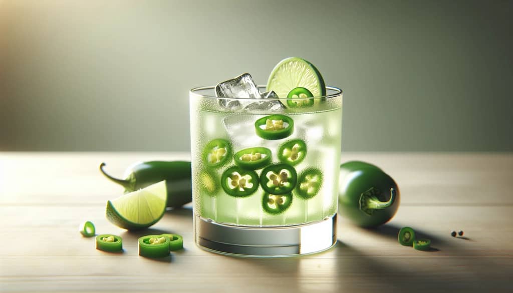 koktail jalapeno iris dalam gelas rocks