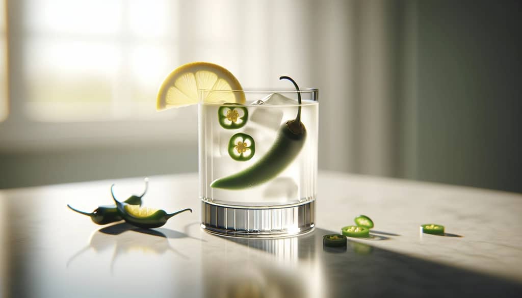 rodajas de jalapeño en un vaso de limonada