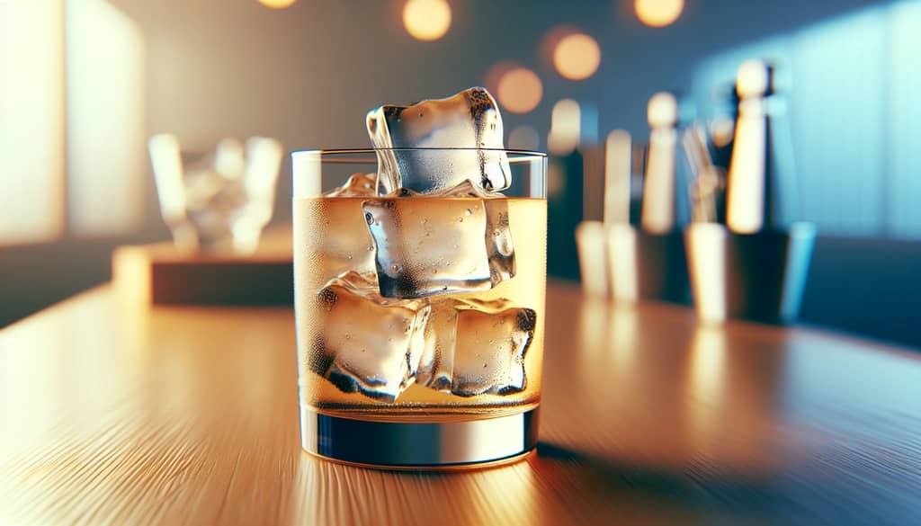 japanese highball served with clear ice block
