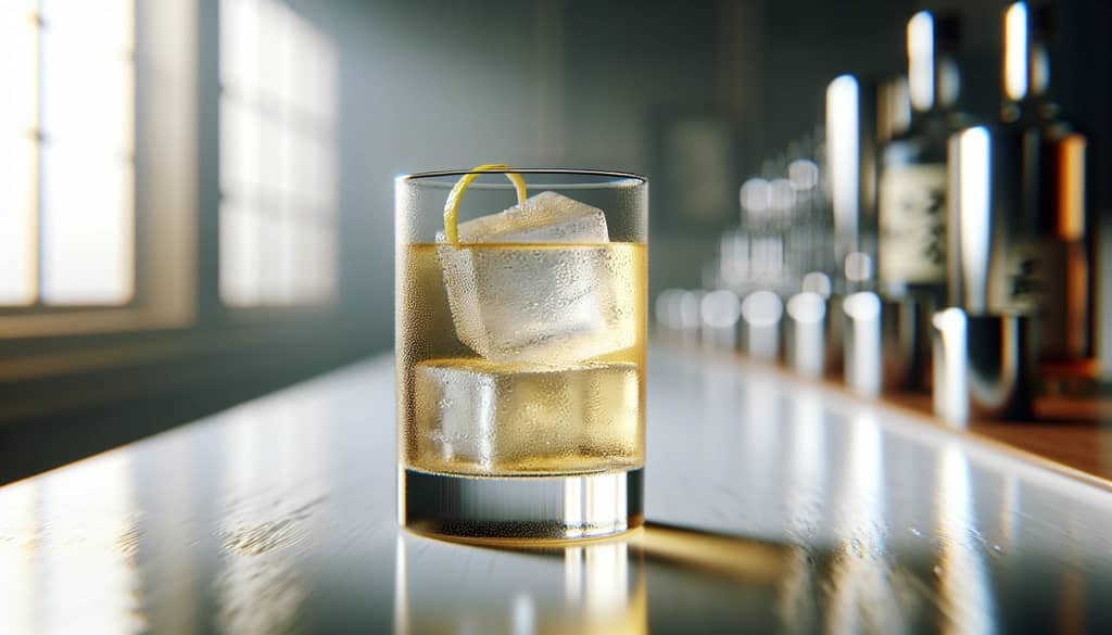 japanese whisky and soda highball with lemon zest