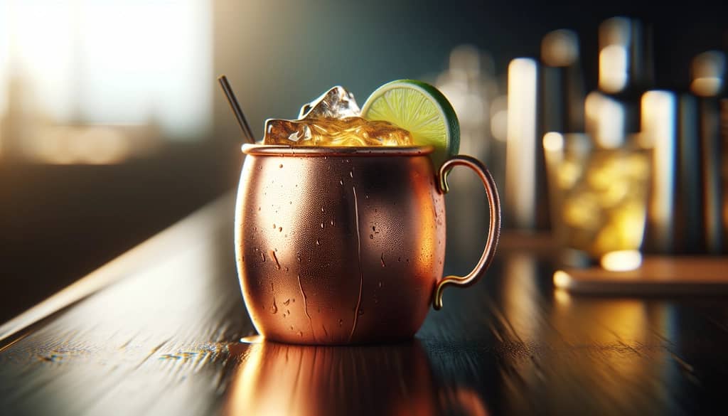 kentucky mule in copper mug with lime wedge