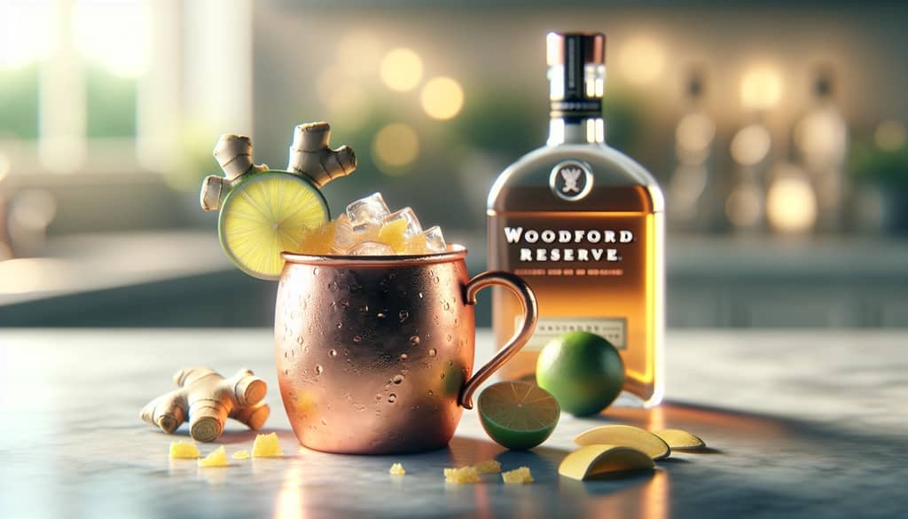 kentucky mule with woodford reserve and candied ginger