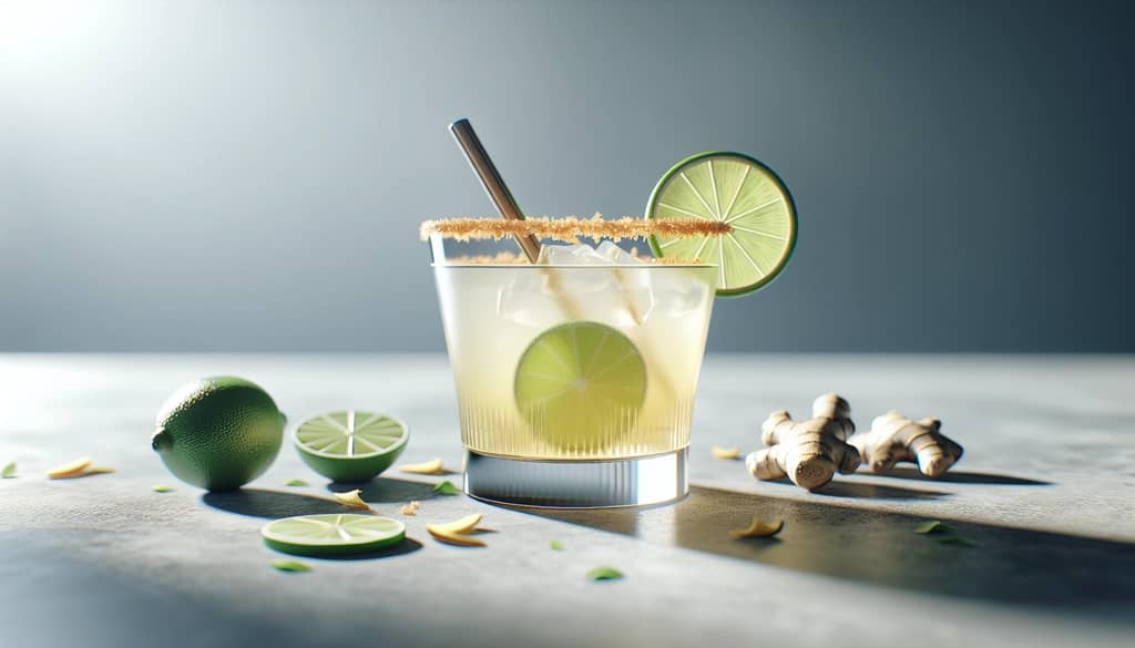 margarita keto dengan cuka sari apel jahe dalam gelas