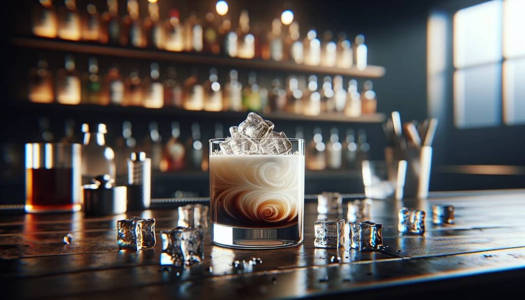 lactose-free white russian cocktail in rocks glass