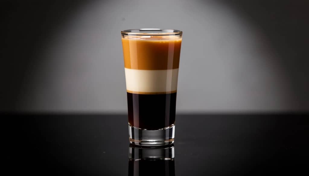 warstwowy shot B52 w przezroczystej szklance
