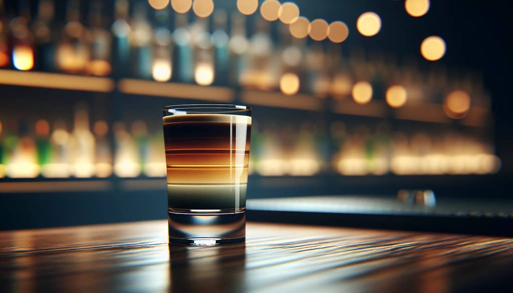 layered cocktail in a narrow glass