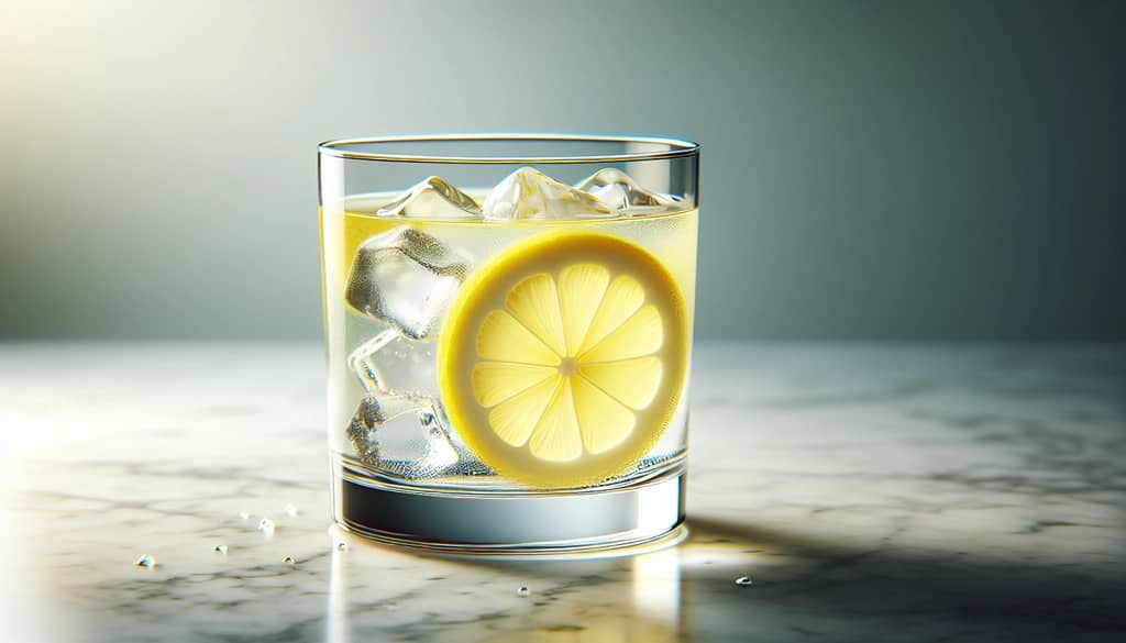 Lemonade with simple syrup in a clear glass