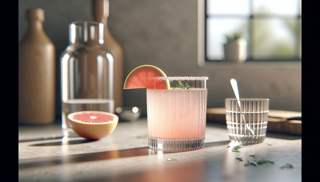 light paloma cocktail with grapefruit and salt rim