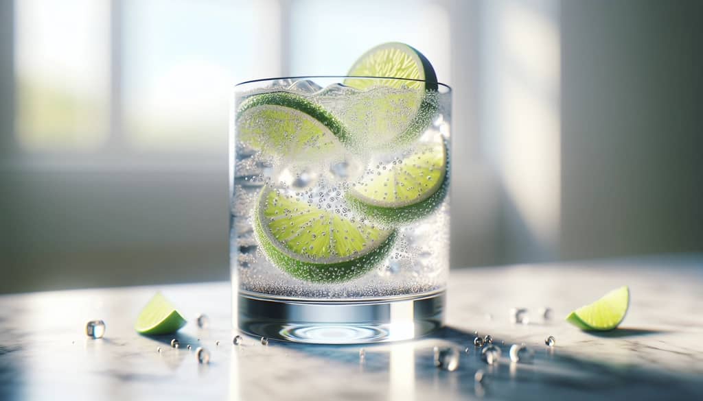 clásico lime rickey en vaso alto con rodaja de lima