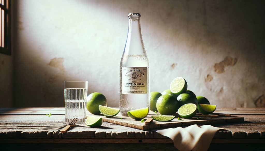 Lime and Topo Chico on Texas ranch table ready for cocktail