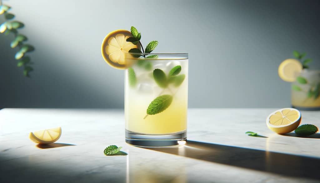 limoncello mojito in a highball glass with lemon wheel and mint garnish
