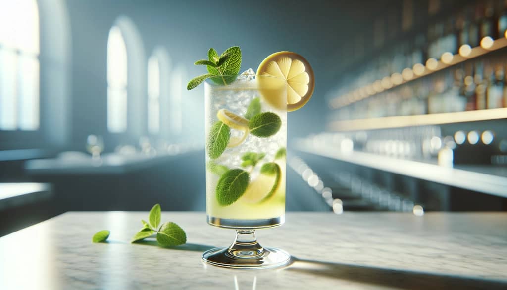 mojito de limoncello en vaso highball con menta