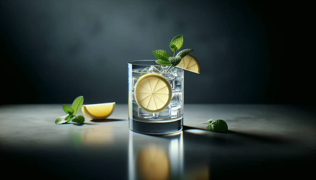 bartender crafting a low-calorie cocktail with citrus and herbs