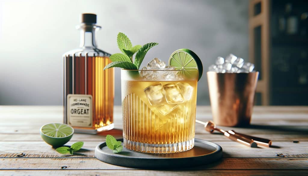 using orgeat syrup to make a mai tai cocktail