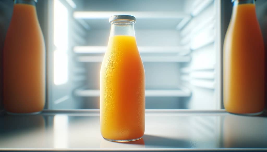 jus de mangue en bouteille en verre refroidie
