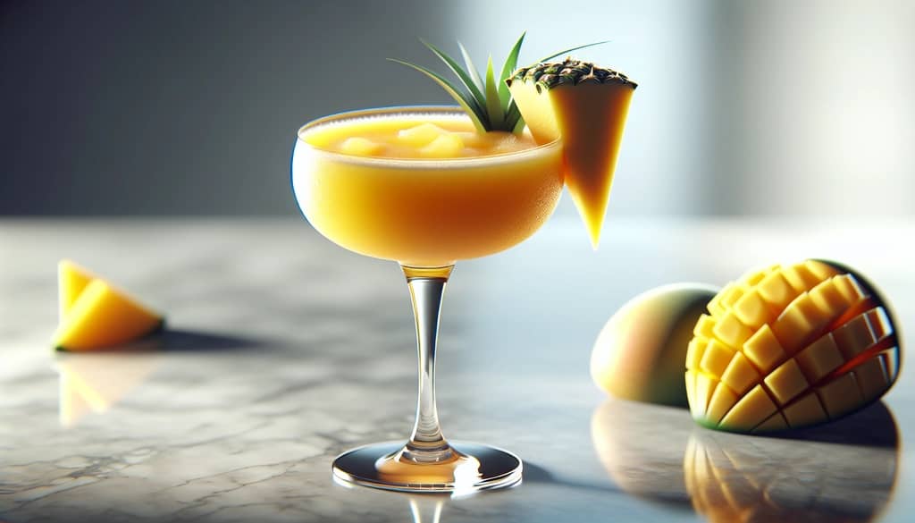 daiquiri mangue ananas dans une coupe