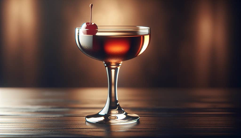 manhattan cocktail with cherry