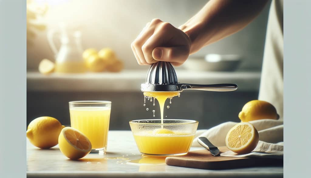 exprimidor manual de cítricos exprimiendo limones para cócteles