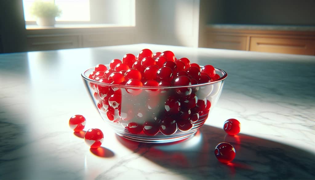 tazón de cerezas marrasquino rojo brillante