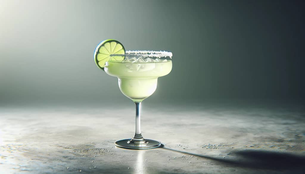 margarita cocktail with lime in rocks glass