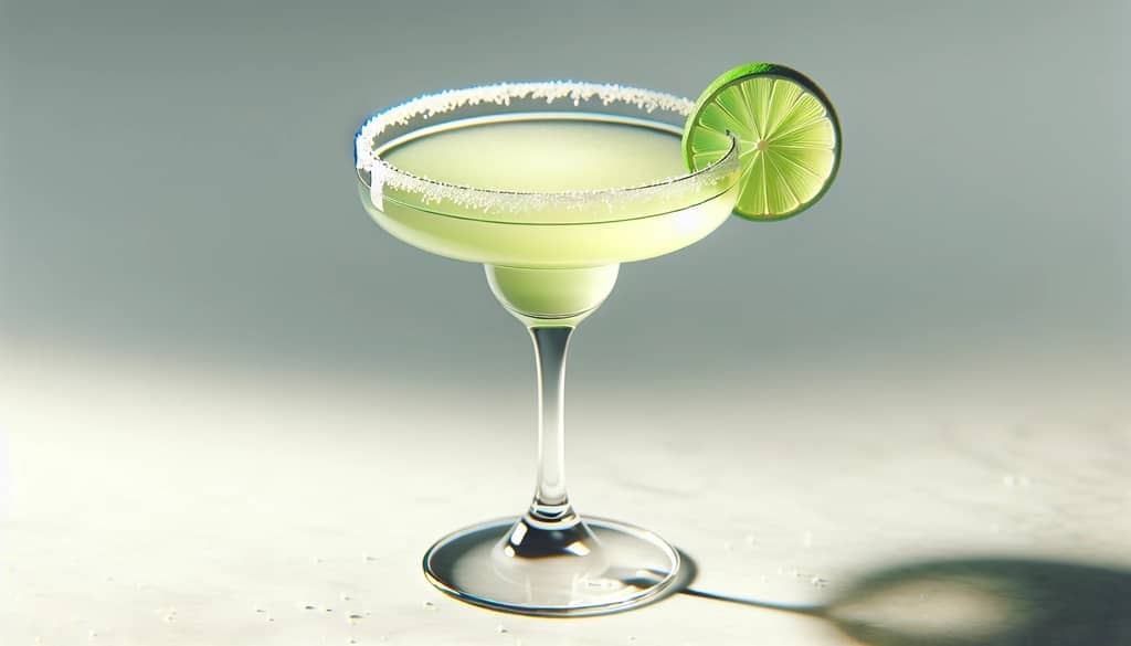 cóctel margarita en vaso con rodaja de lima