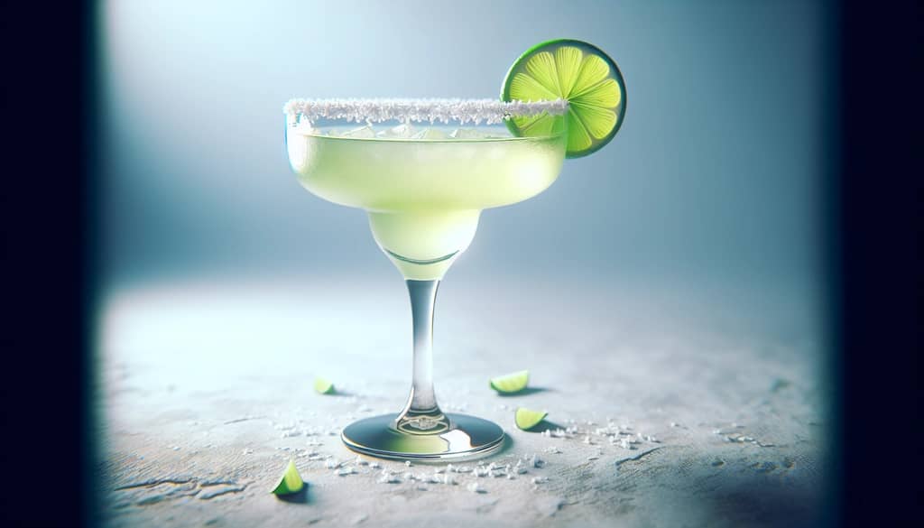 margarita coupe glass with lime wheel