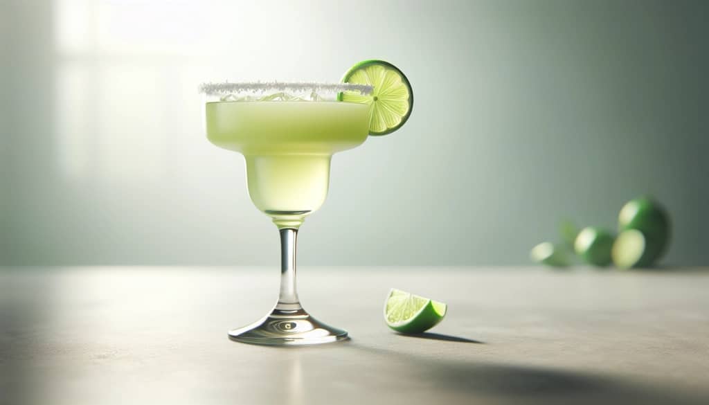 Cocktail Margarita dans un verre classique avec un quartier de citron vert