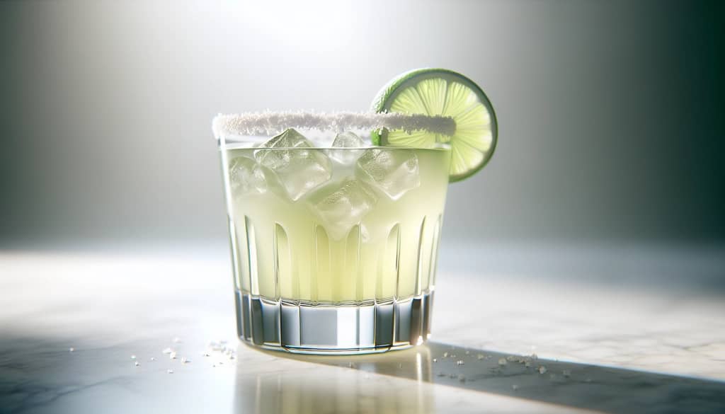 Margarita dans un verre old-fashioned avec une tranche de citron vert