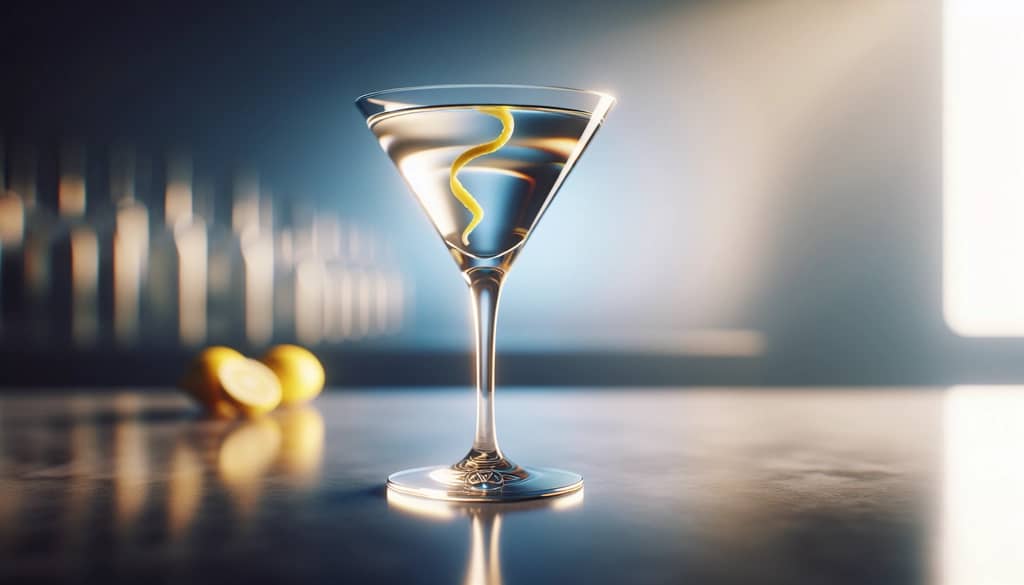 martini in cocktail glass stirred and clear