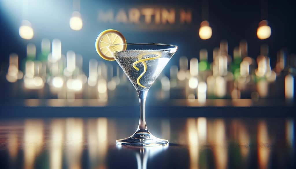 Elegant martini cocktail in a stemmed glass