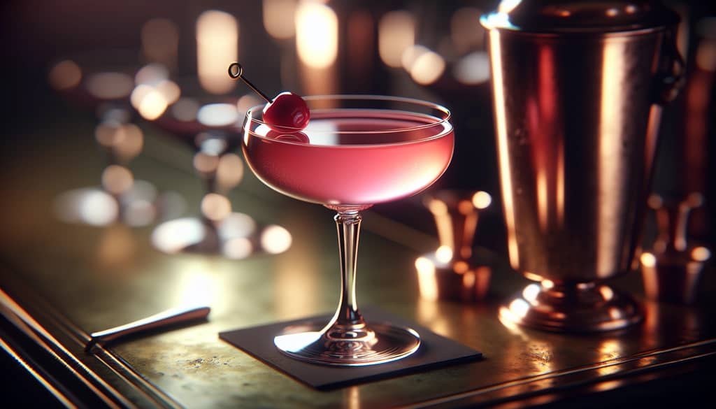 mary pickford cocktail on vintage bar setting