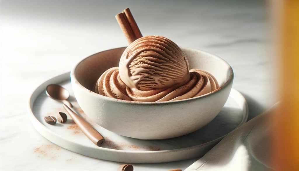 Scoop of Mexican coffee ice cream in a bowl