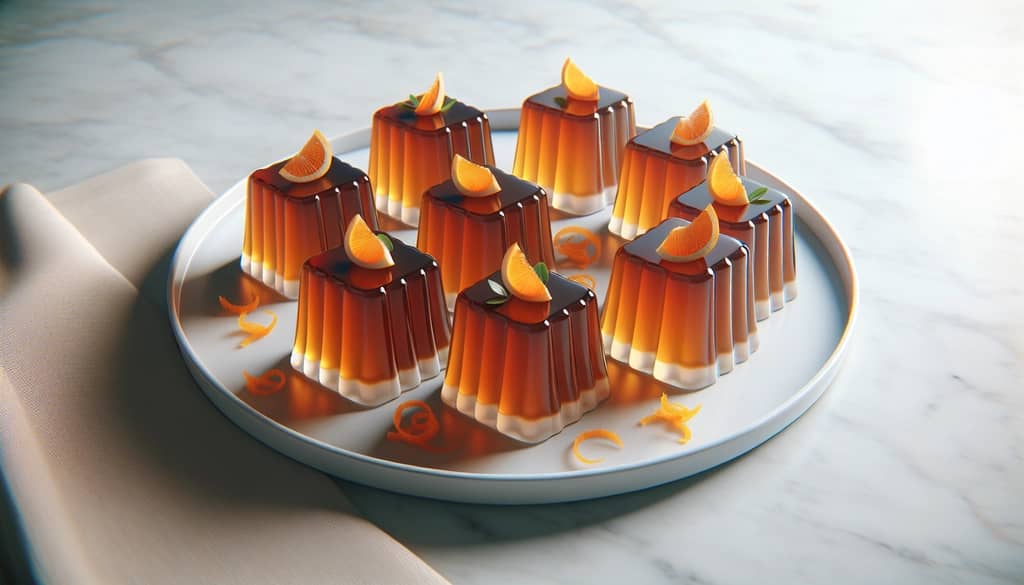 Mexican coffee jello cubes on a plate