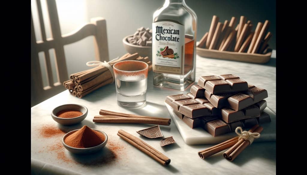 mexican hot chocolate ingredients on marble surface