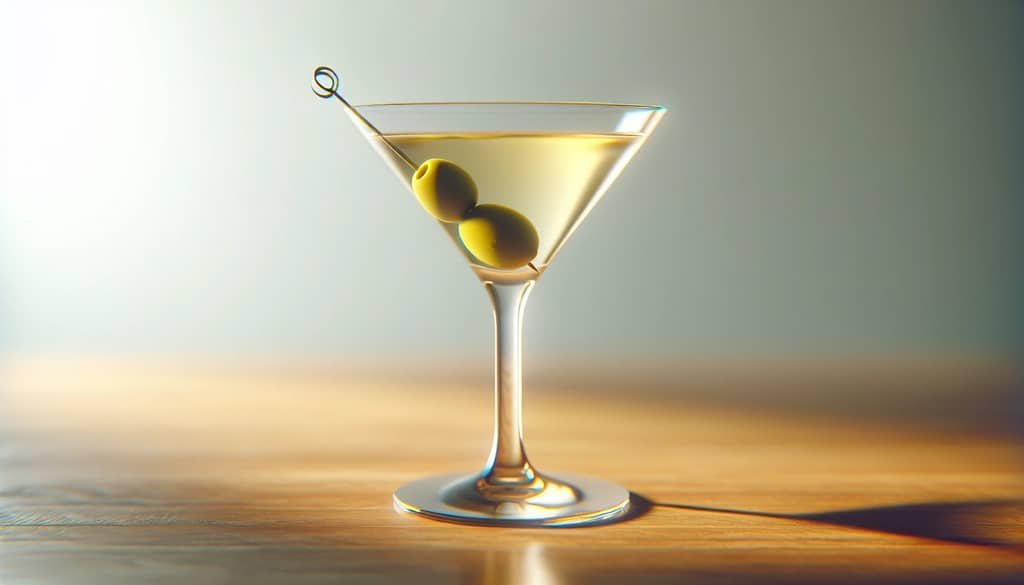 mexican martini served with olive garnish on a wood surface