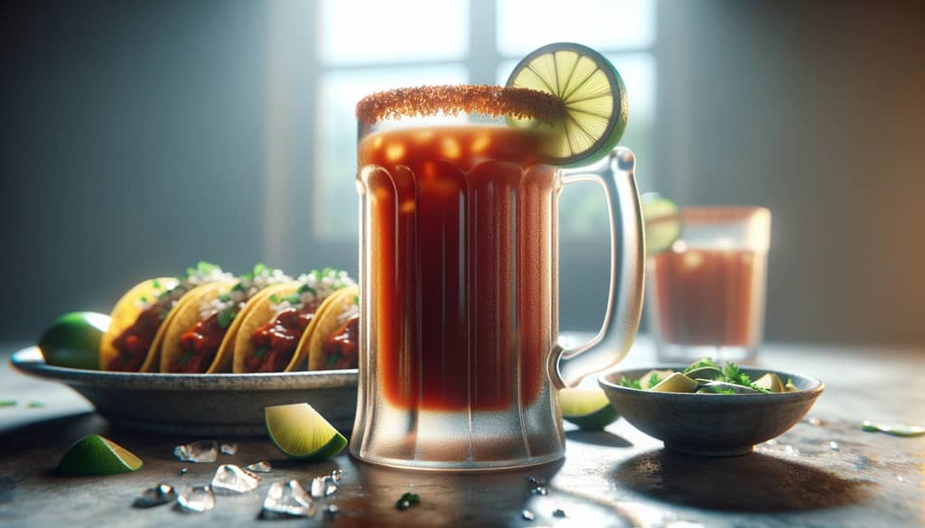 Michelada with lime with tacos