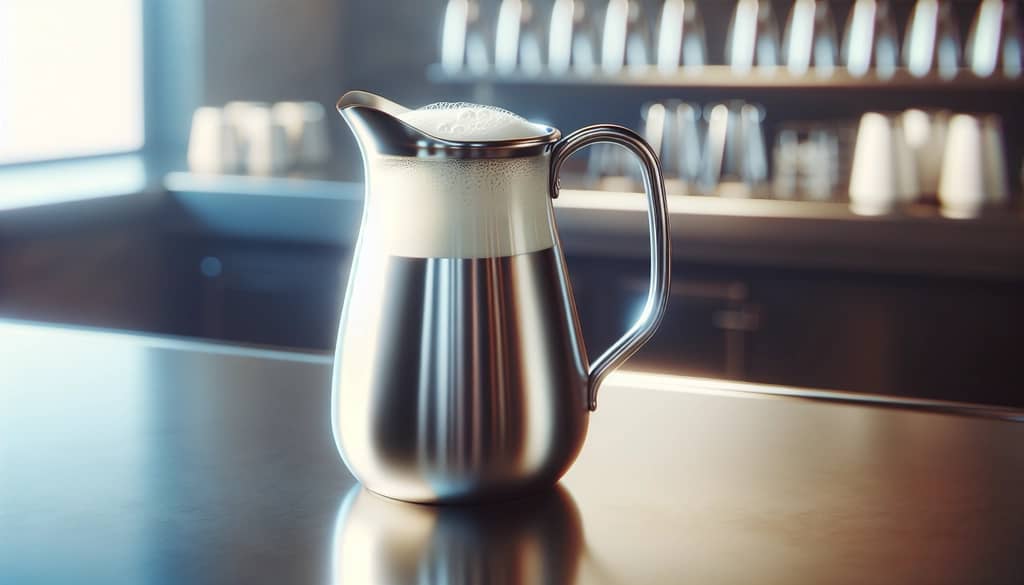 hand frothing milk for cocktail in kitchen