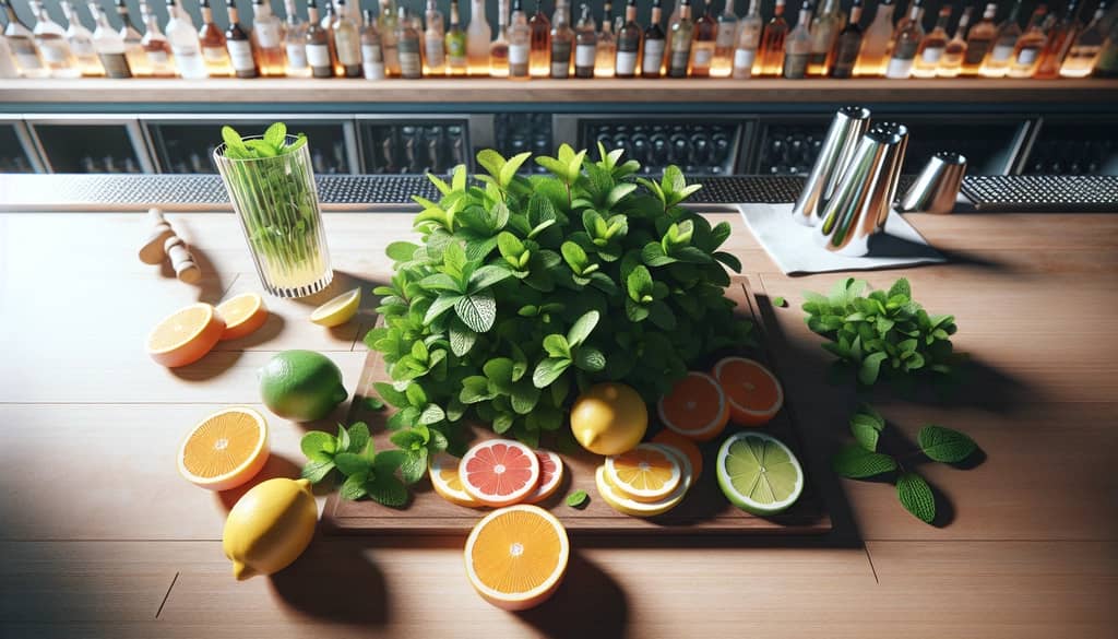 fresh mint and citrus for non-alcoholic cocktail garnish