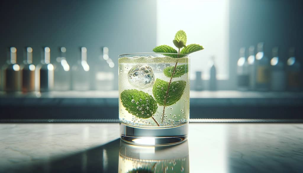 mint lemonade herbal cocktail with garnish