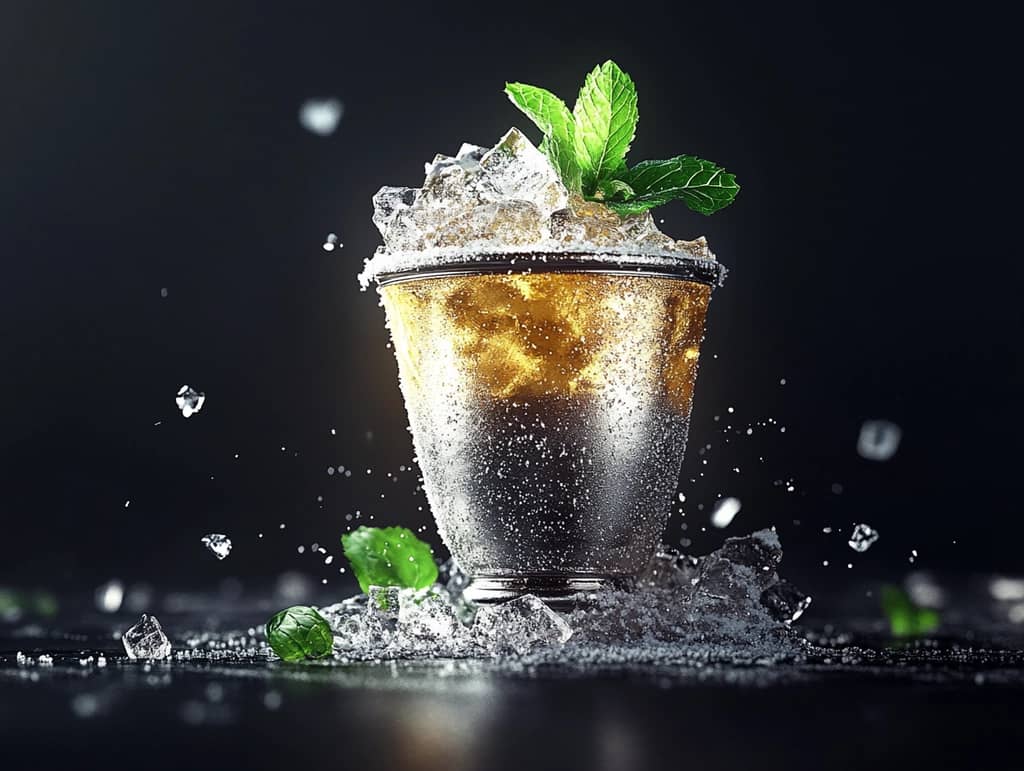Classic Mint Julep in a traditional glass with fresh mint leaves