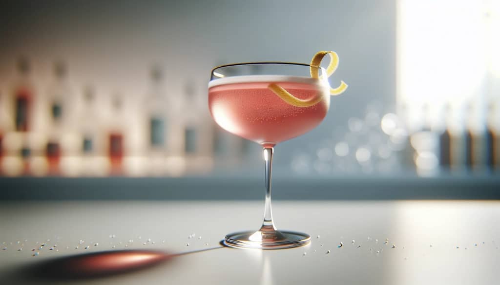 mocktail in coupe glass with citrus twist