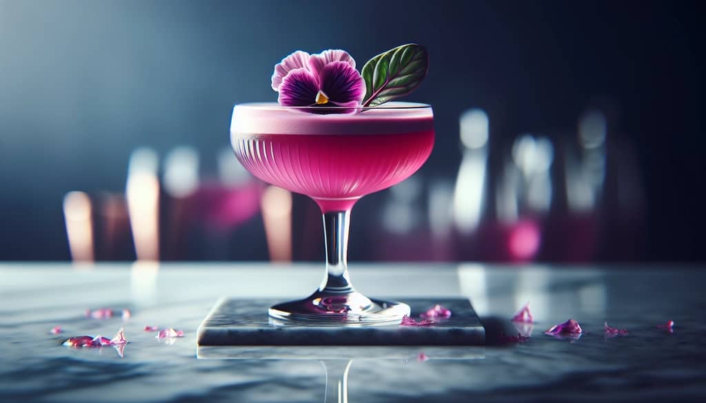 modern cocktail with creative garnish and vibrant color