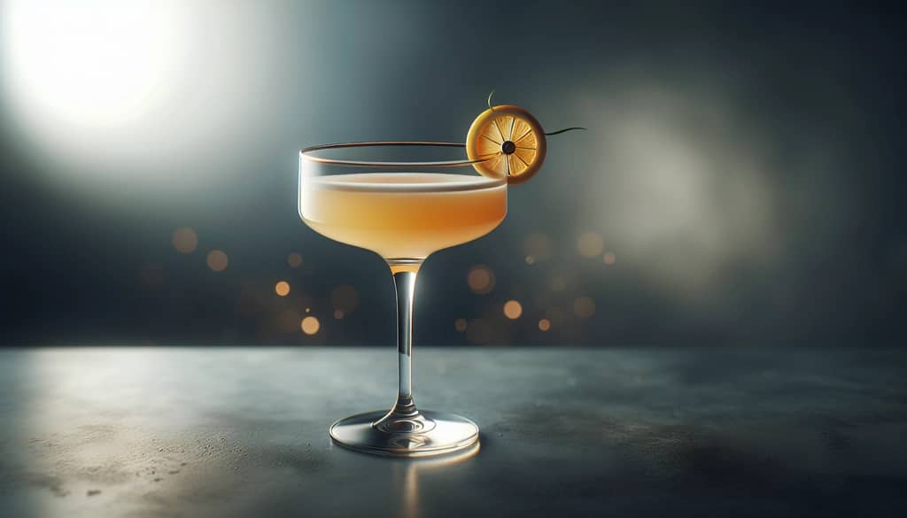 modern non-alcoholic cocktail in a coupe glass with citrus twist