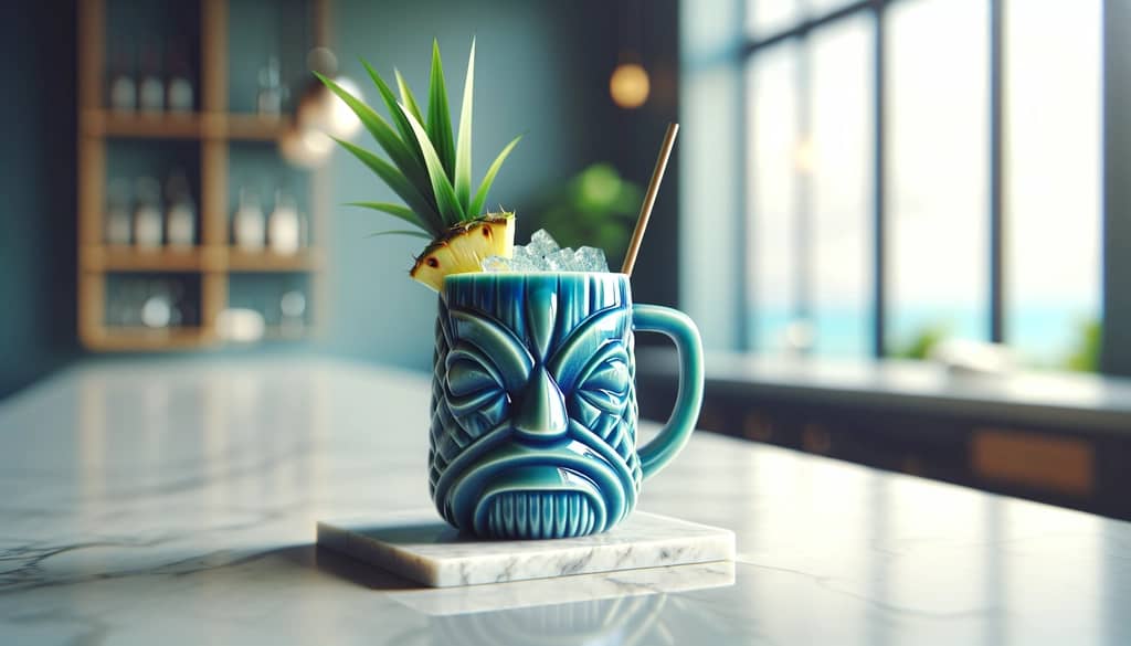 modern tiki mug with tropical drink