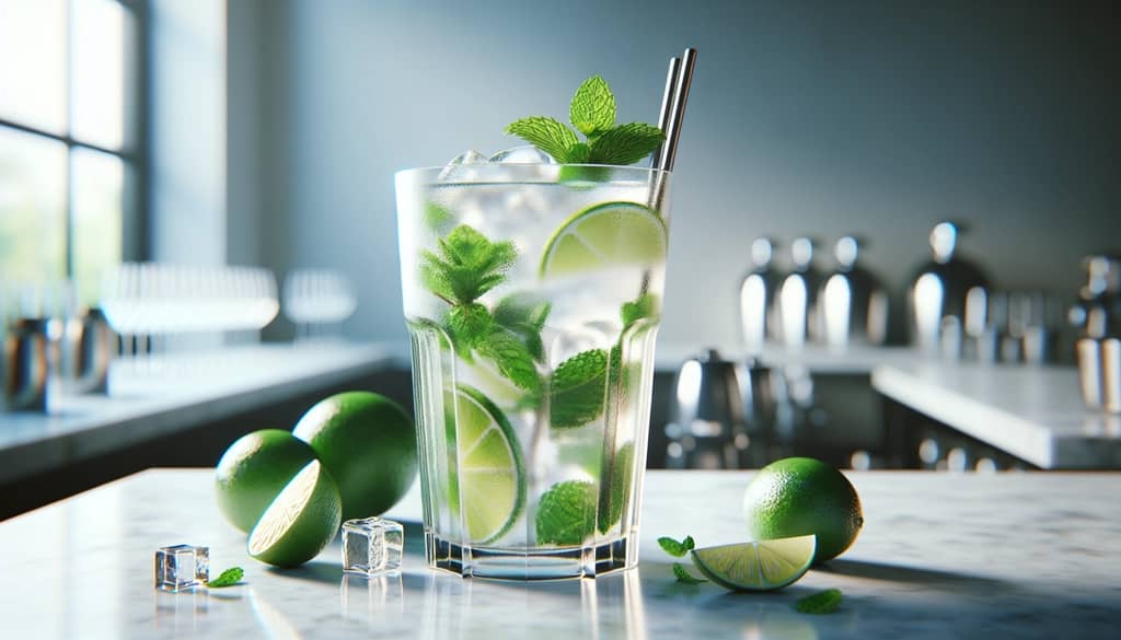 mojito cocktail with mint sprig