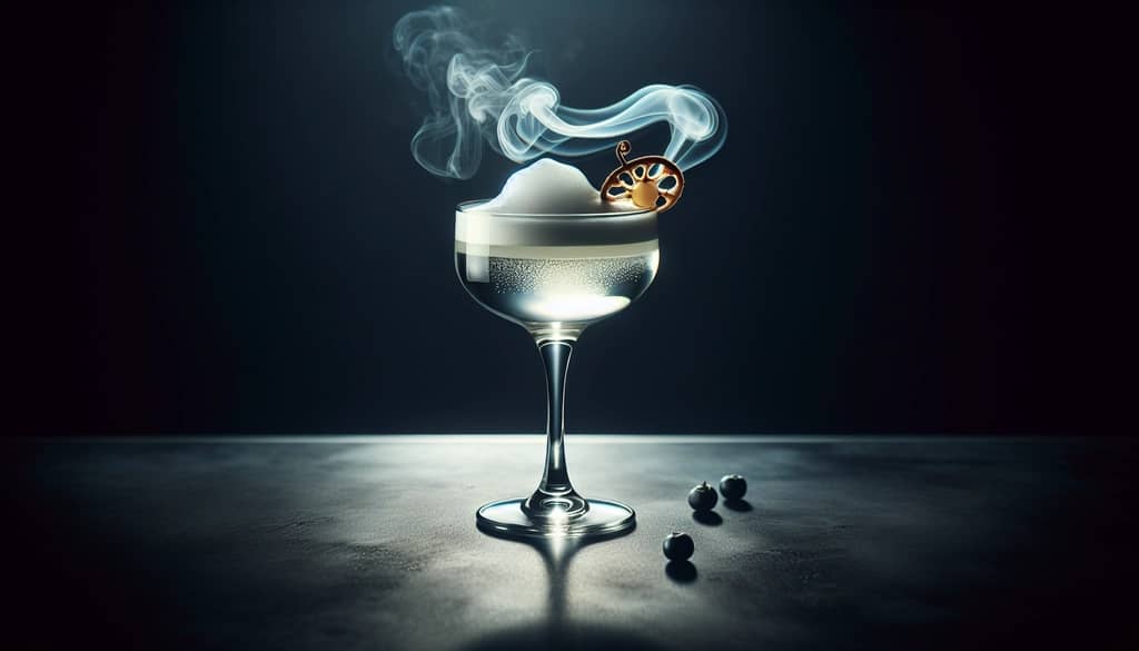 molecular mixology cocktail with smoke and unique garnish
