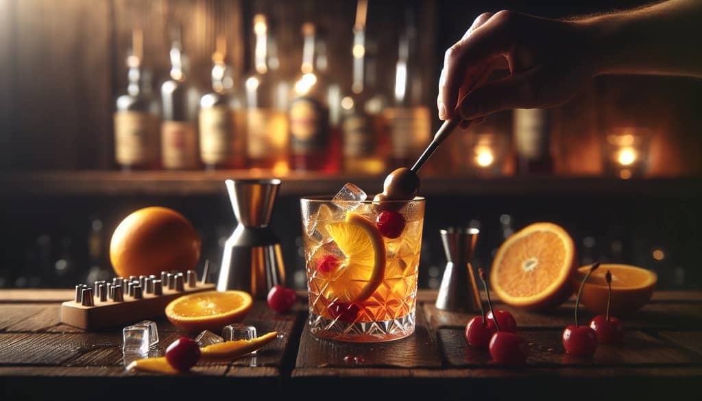 Bartender muddling fruit for a Wisconsin Old Fashioned