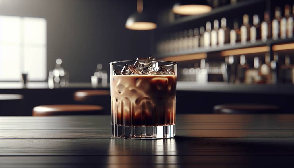 cocktail mudslide in un bicchiere old fashioned con ghiaccio