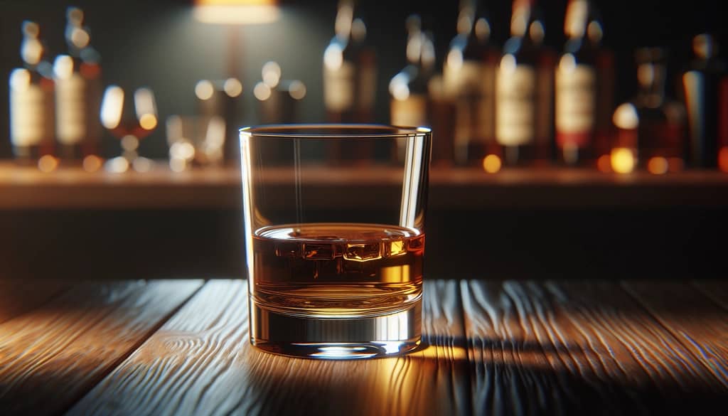 czysta whisky w szklance typu tulipan